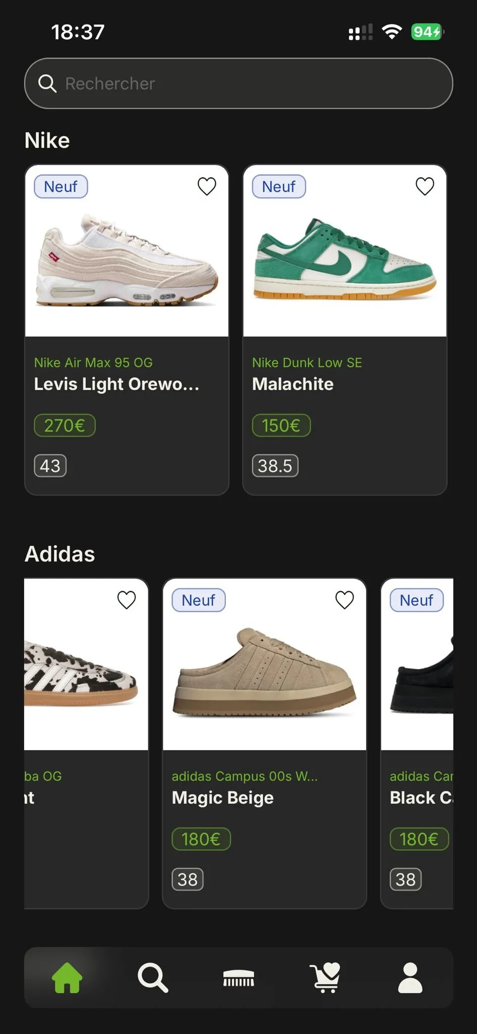 Aperçu de l'application KlickTaPaire (mode clair)