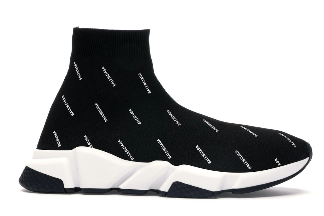 Vue 2 de Balenciaga Speed Trainer Logo Print Black White