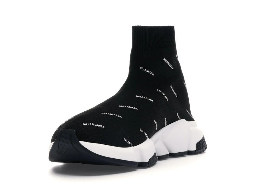 Vue 13 de Balenciaga Speed Trainer Logo Print Black White