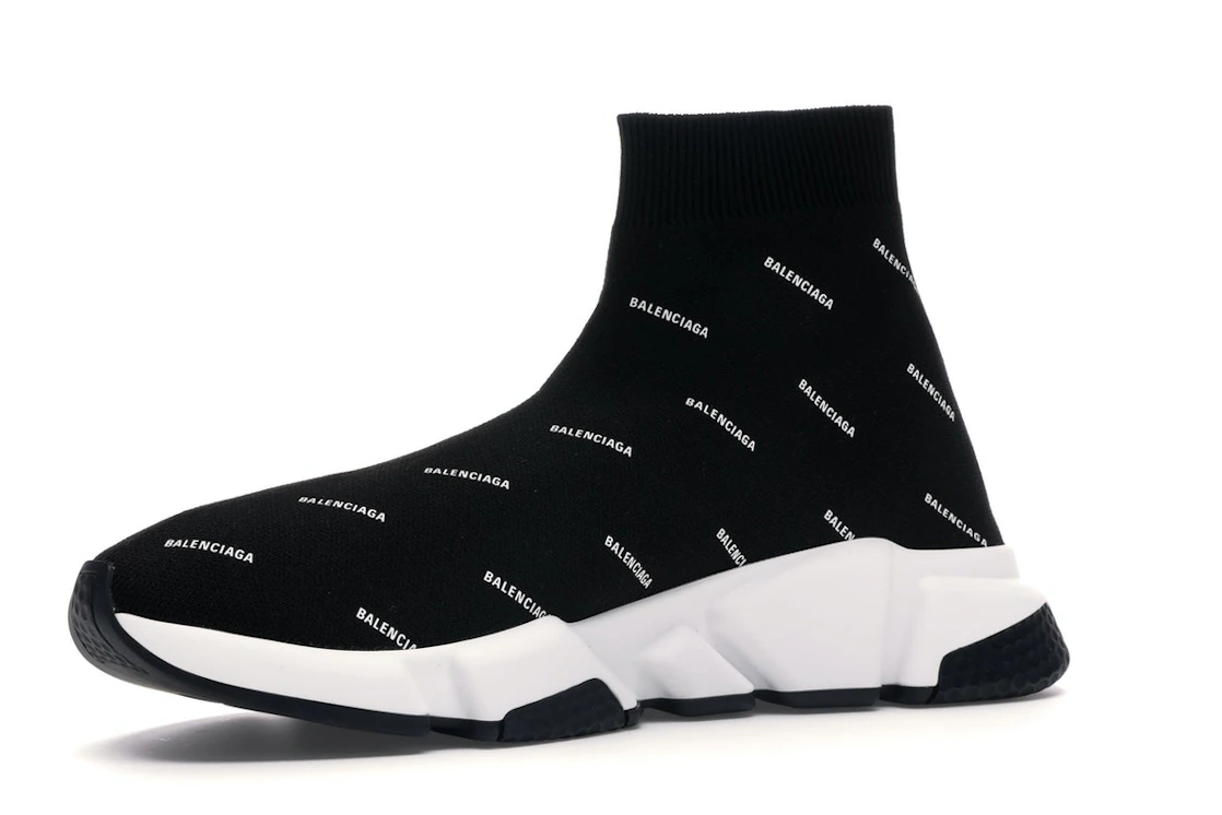 Vue 16 de Balenciaga Speed Trainer Logo Print Black White