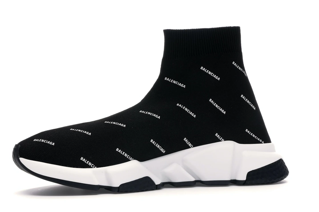 Vue 17 de Balenciaga Speed Trainer Logo Print Black White