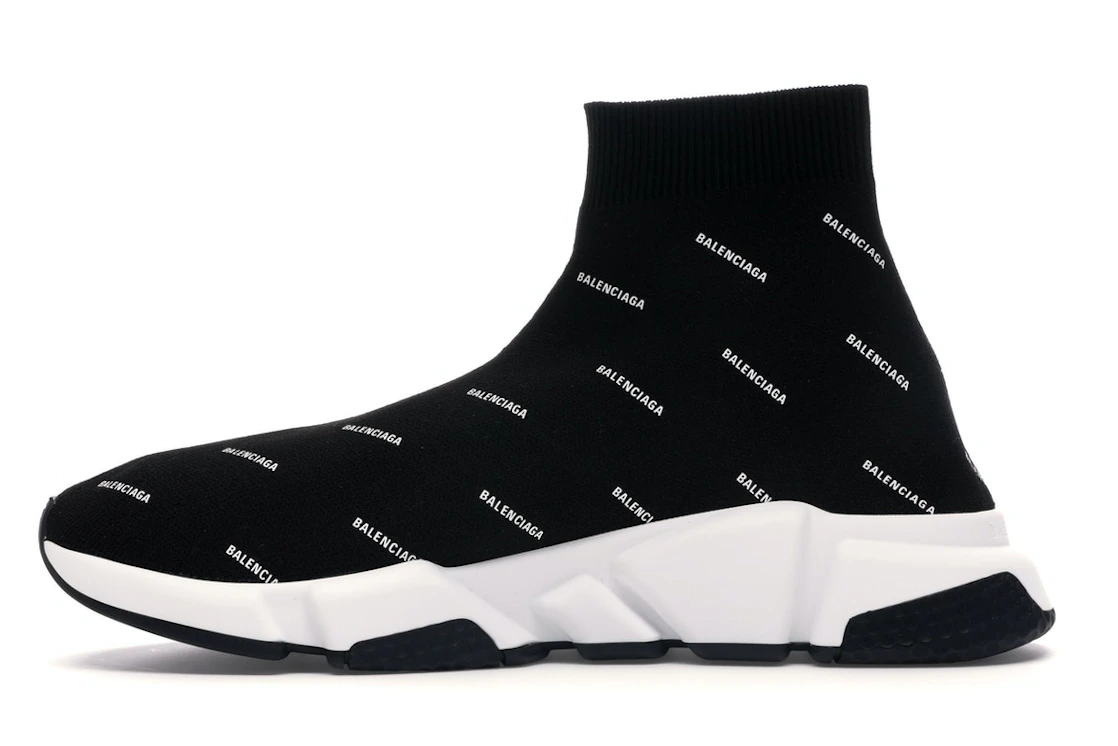 Vue 19 de Balenciaga Speed Trainer Logo Print Black White