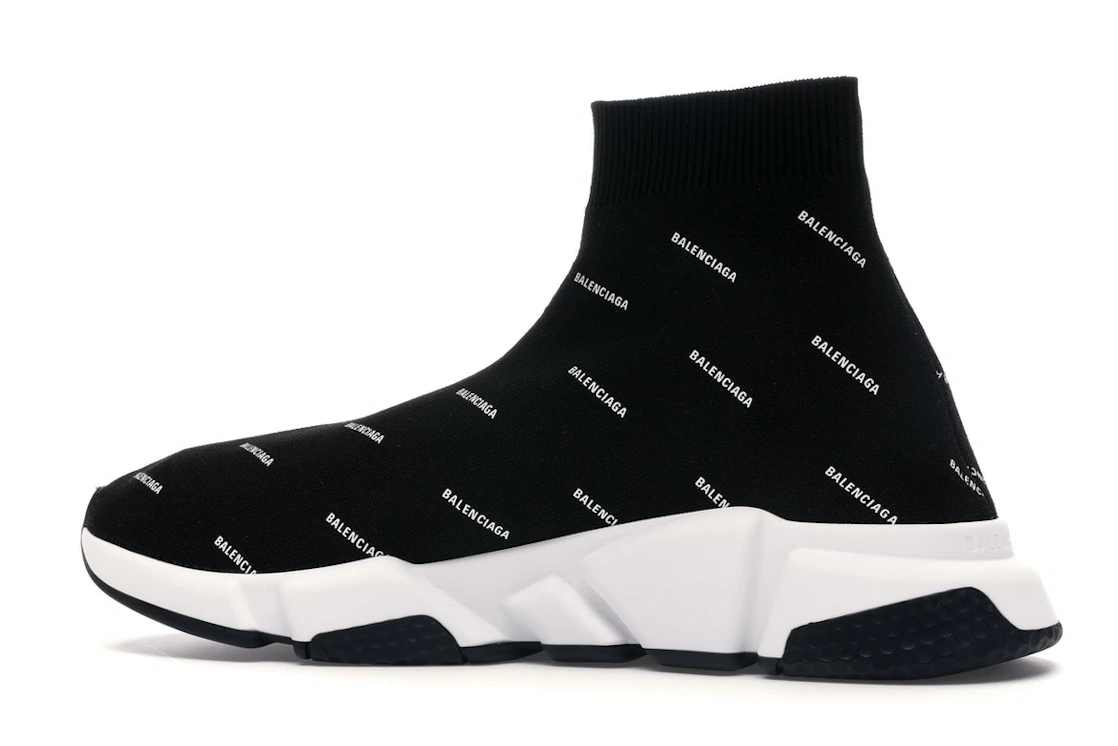 Vue 21 de Balenciaga Speed Trainer Logo Print Black White