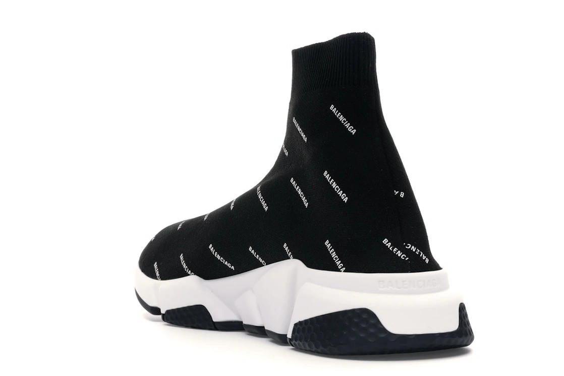Vue 25 de Balenciaga Speed Trainer Logo Print Black White