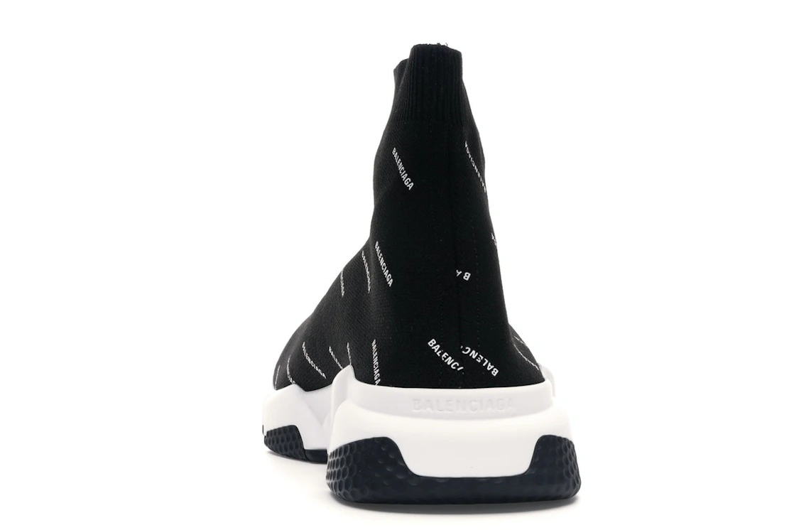 Vue 27 de Balenciaga Speed Trainer Logo Print Black White