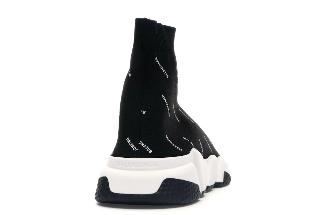Vue 29 de Balenciaga Speed Trainer Logo Print Black White