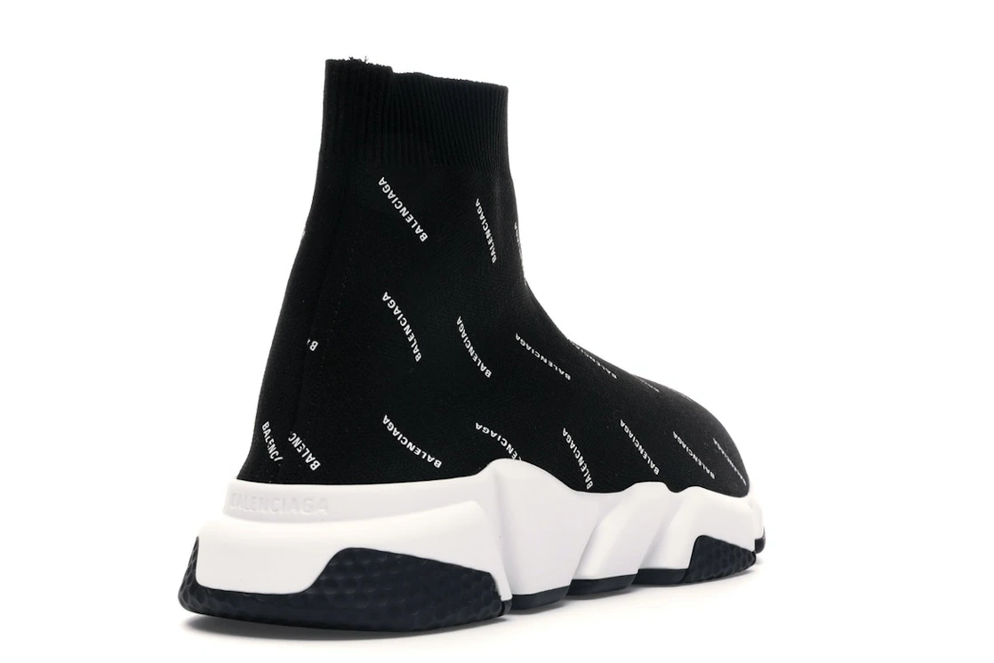 Vue 31 de Balenciaga Speed Trainer Logo Print Black White