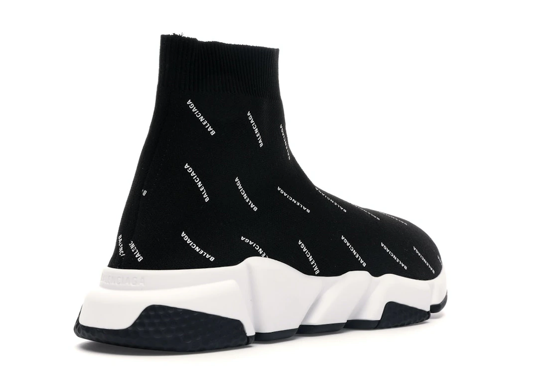 Vue 32 de Balenciaga Speed Trainer Logo Print Black White