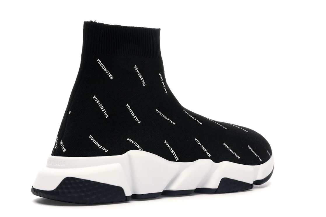 Vue 33 de Balenciaga Speed Trainer Logo Print Black White