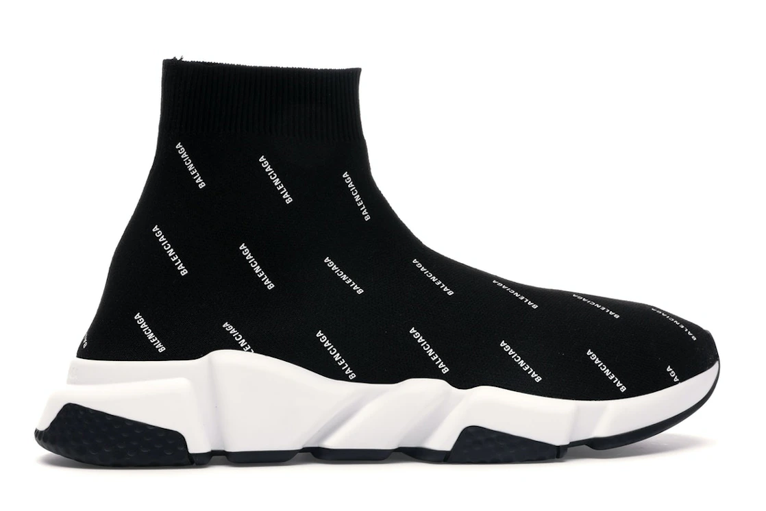 Vue 36 de Balenciaga Speed Trainer Logo Print Black White