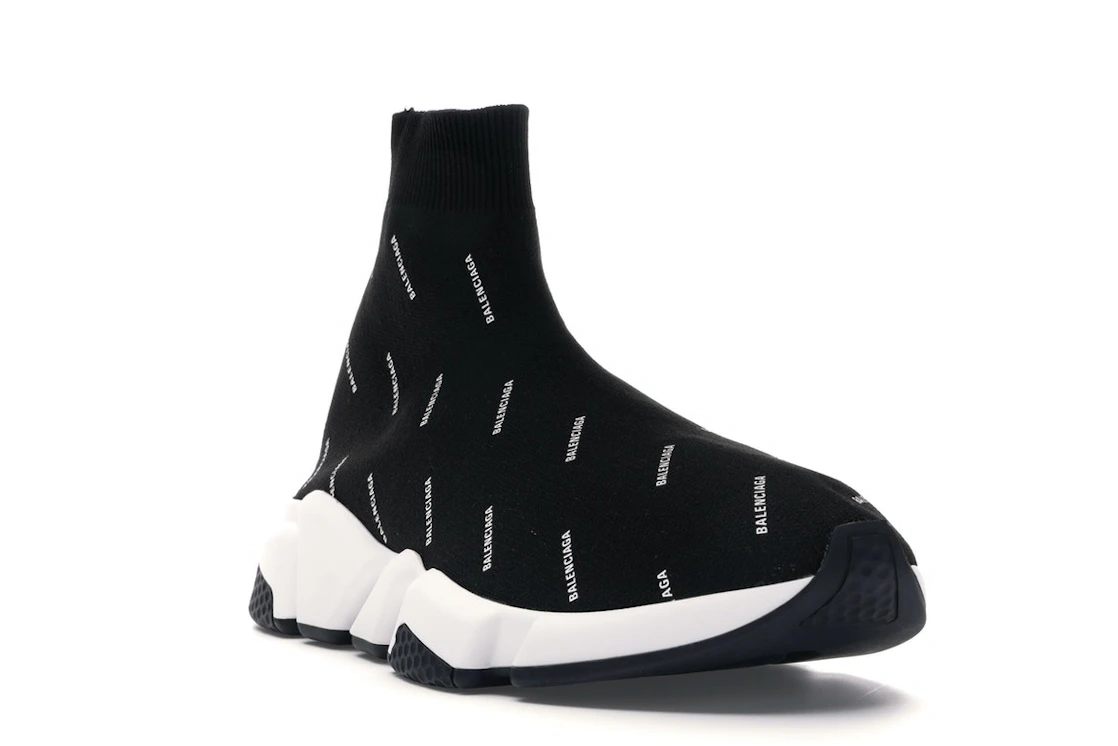 Vue 7 de Balenciaga Speed Trainer Logo Print Black White