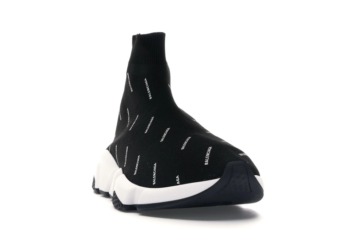 Vue 8 de Balenciaga Speed Trainer Logo Print Black White
