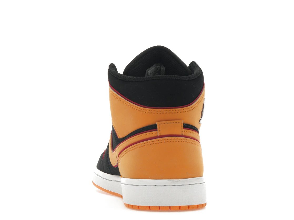 Vue 27 de Jordan 1 Mid Fat Tongue Black Orange