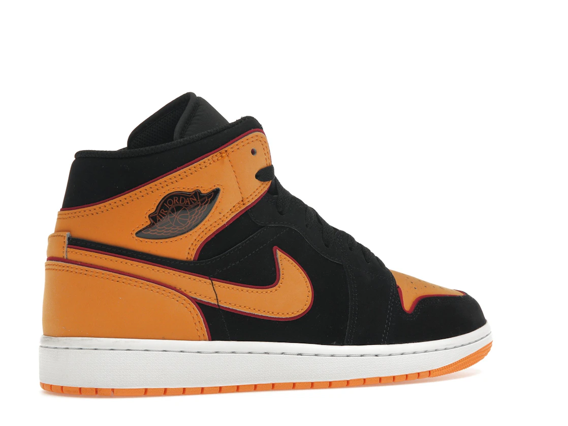 Vue 34 de Jordan 1 Mid Fat Tongue Black Orange