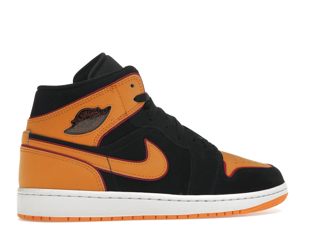 Vue 35 de Jordan 1 Mid Fat Tongue Black Orange