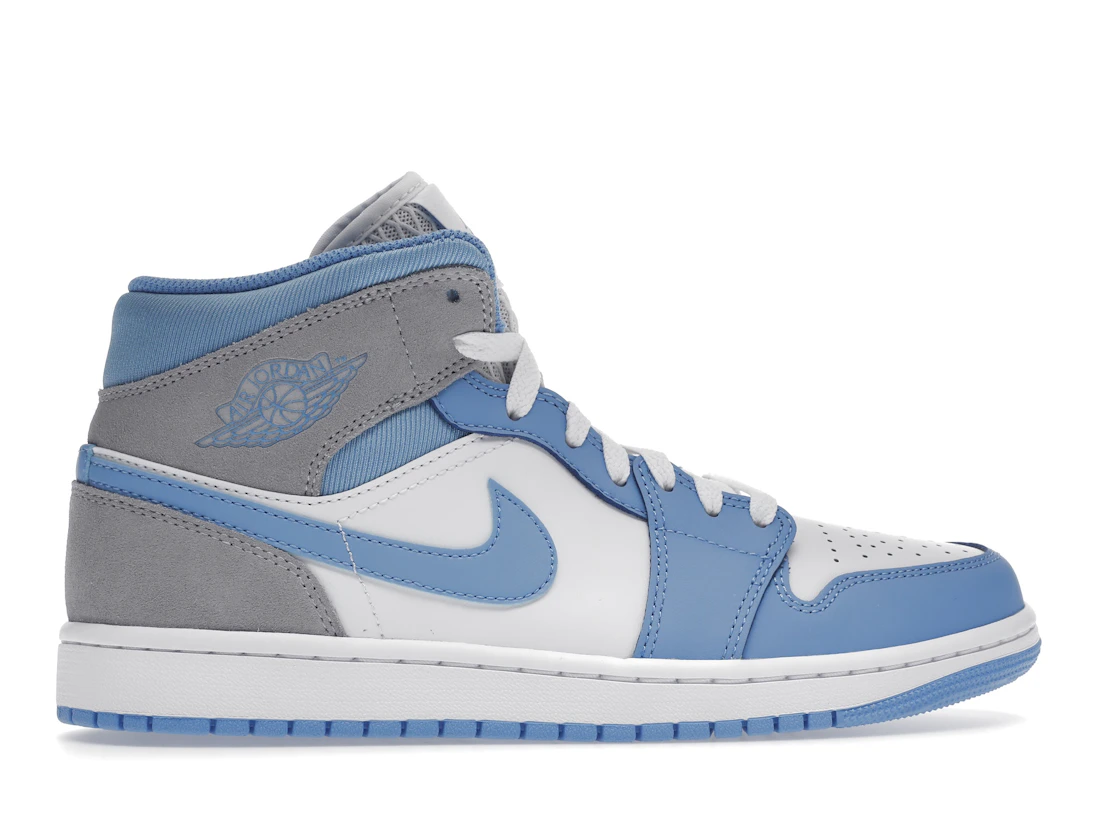 Vue 36 de Jordan 1 Mid University Blue Grey