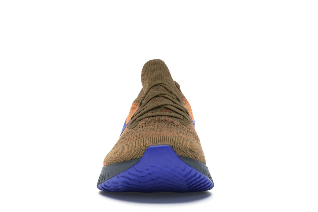 Vue 10 de Nike Epic React Flyknit Golden Beige Racer Blue